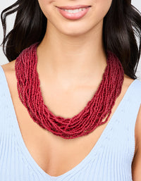 Red Beaded Layered Necklace - link has visual effect only