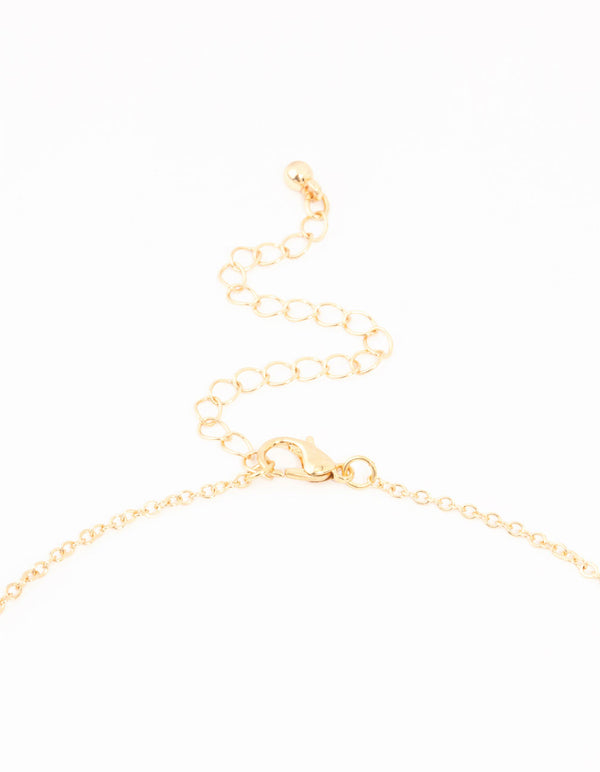 Gold & Red Bead Long Necklace