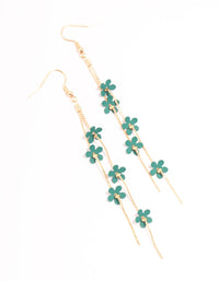 Blue Flower Chain Gold Drop Earrings - link has visual effect only