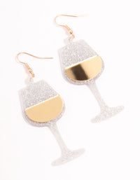 Glitter Wine Glass Acrylic Drop Earrings - link has visual effect only