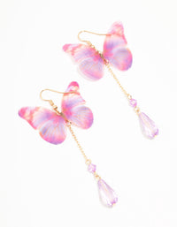 Pink Tie Dye Butterfly Drop Earrings - link has visual effect only