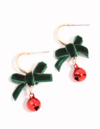 Fabric Bow & Bell Huggie Earrings - link has visual effect only