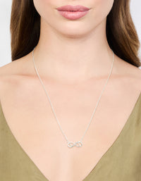 Silver Diamante Infinity With Heart Necklace - link has visual effect only