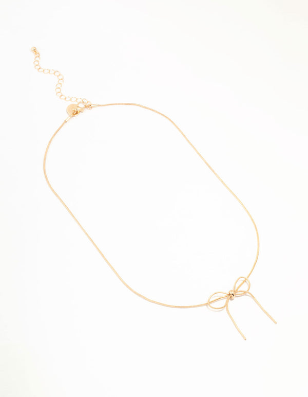 Gold Snake Bow Necklace