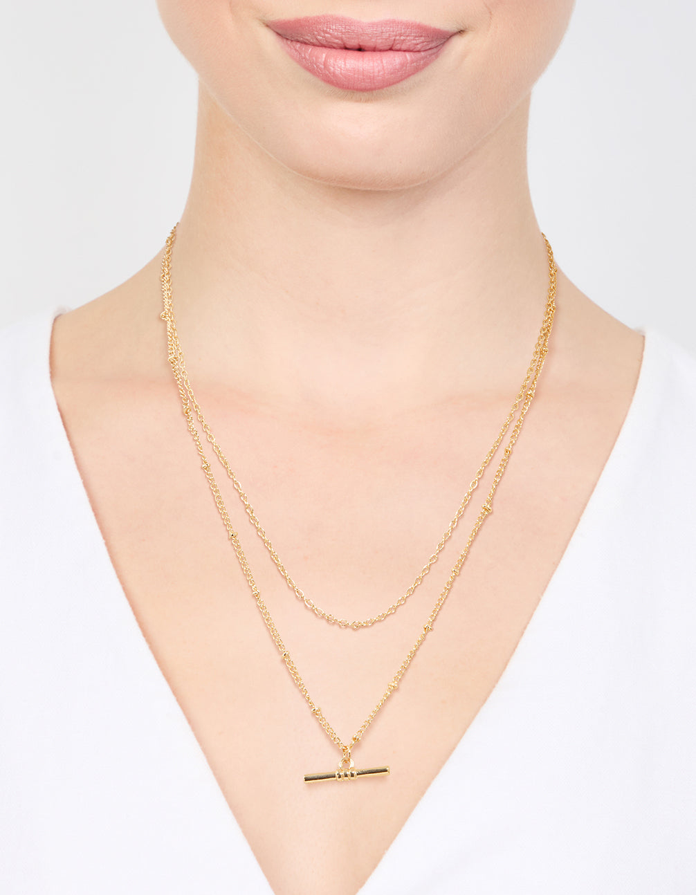 Gold Layered Bar Necklace