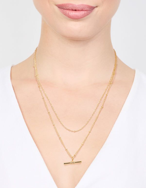 Gold Layered Bar Necklace