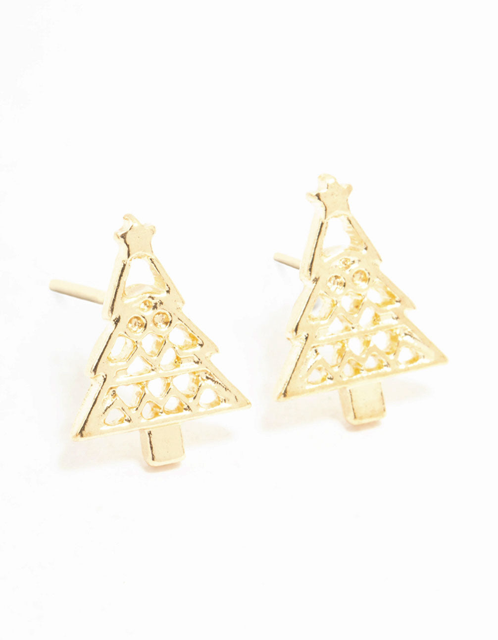 Gold Cutout Tree Stud Earrings