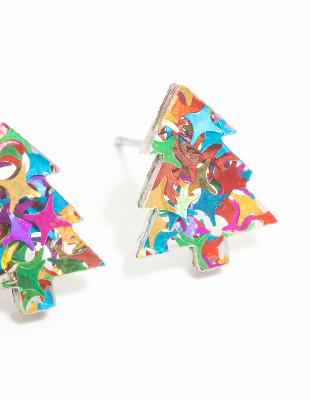 Glitter Acrylic Tree Stud Earrings