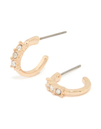 Gold Diamante Huggie Earrings - link has visual effect only