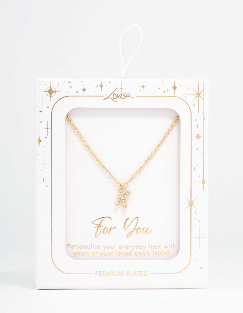 Gold Plated Cubic Zirconia Letter K Necklace