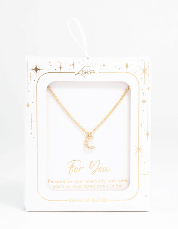 Gold Plated Cubic Zirconia Letter C Necklace