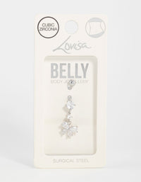 Surgical Steel Pear Cubic Zirconia Butterfly Belly Bar - link has visual effect only