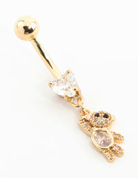 Gold Plated Surgical Steel Cubic Zirconia Teddy Drop Belly Bar - link has visual effect only