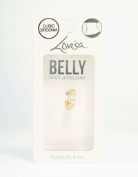 Gold Plated Surgical Steel Cubic Zirconia Trio Belly Ring - link has visual effect only