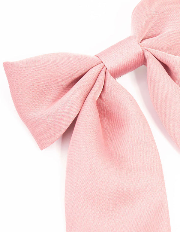 Medium Pink Satin Bow Clips 2-Pack