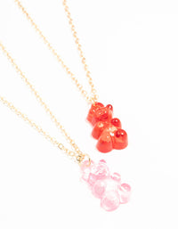 Gold Acrylic Gummy Bear Necklaces 2-Pack - link has visual effect only