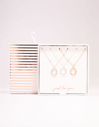 Mixed Metal Diamante Open Circle Pendant Necklaces 3-Pack - link has visual effect only