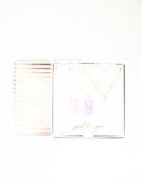 Pastel Holographic Teddy Bear Necklaces 3-Pack - link has visual effect only