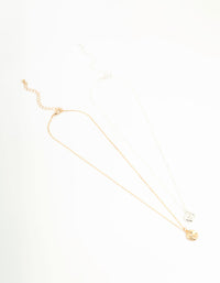 Mixed Metals Organic Round Diamante Star Necklaces 2-Pack - link has visual effect only