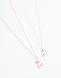 Mixed Metals Cherry Diamante Necklaces 2-Pack - link has visual effect only