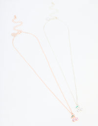 Mixed Metals Cherry Diamante Necklaces 2-Pack - link has visual effect only