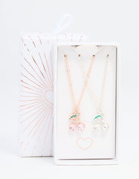 Mixed Metals Cherry Diamante Necklaces 2-Pack - link has visual effect only