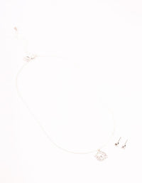 Silver Diamante Planet Necklace & Stud Earrings Set - link has visual effect only