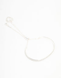 Silver Glitter & Heart Cuff  With Toggle Clasp - link has visual effect only