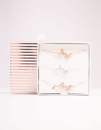 Mixed Metals Pave Diamante Butterfly Bracelets 3-Pack - link has visual effect only