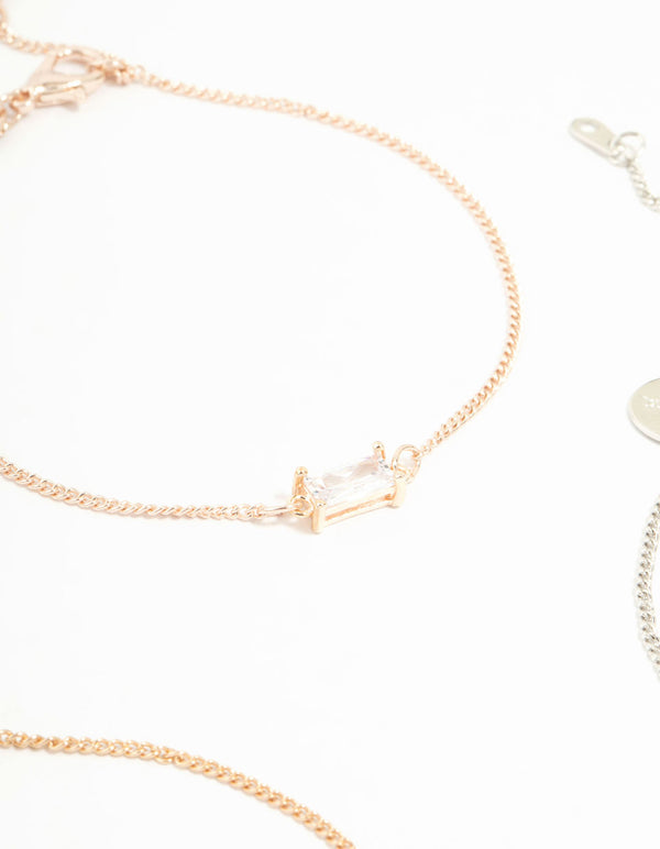 Mixed Metals  Cubic Zirconia Bracelets 3-Pack