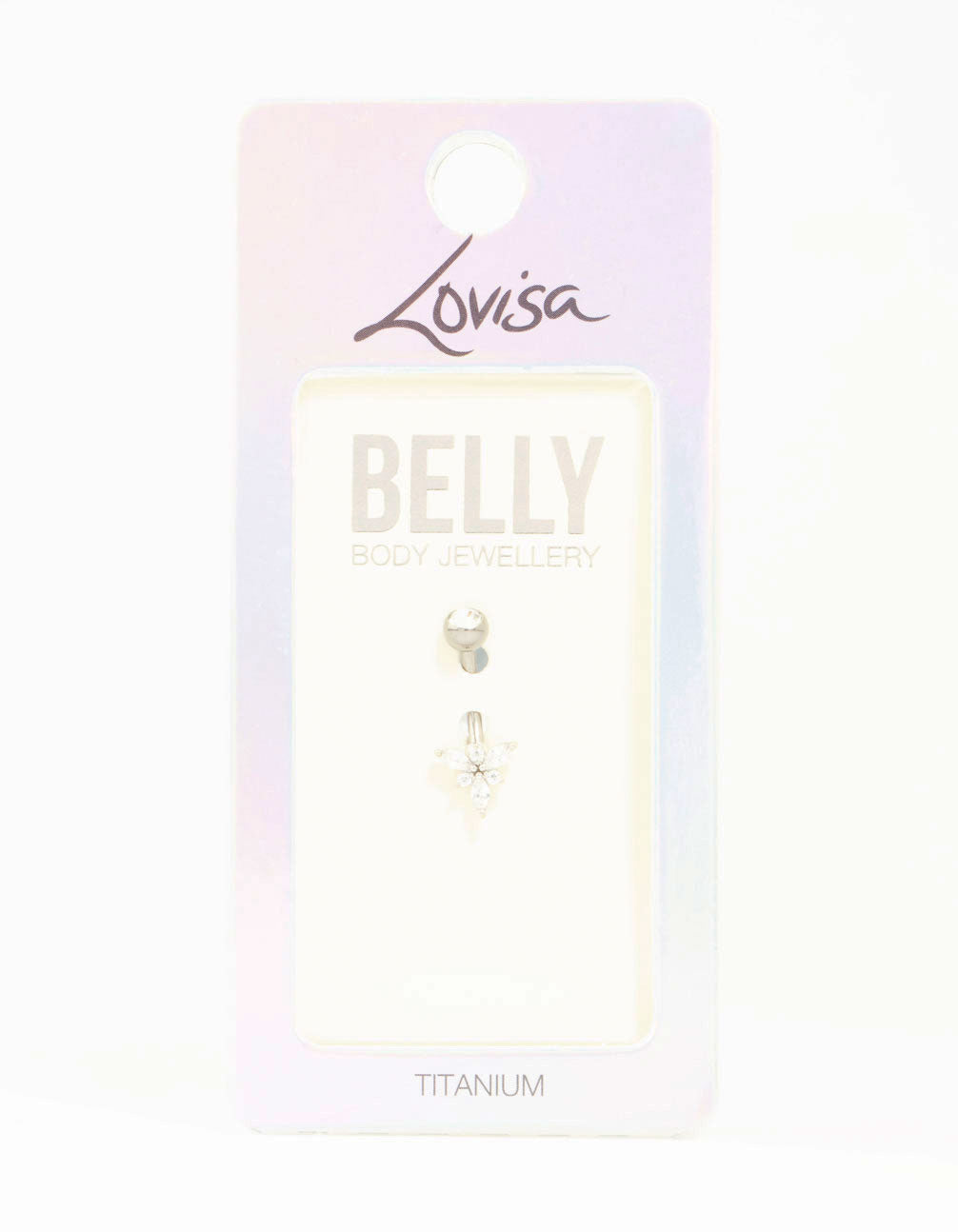 Silver Plated Titanium Cubic Zirconia Belly Bar