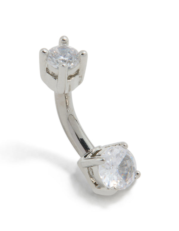 Titanium Mini Round Cubic Zirconia Belly Bar