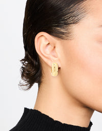 Gold Plated Medium Chubby Oval Hoop Earrings - link has visual effect only