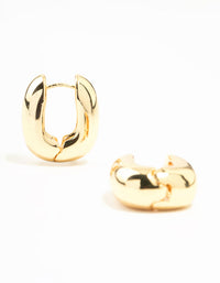 Gold Plated Medium Chubby Oval Hoop Earrings - link has visual effect only