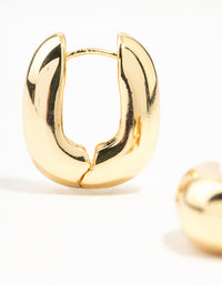 Gold Plated Medium Chubby Oval Hoop Earrings - link has visual effect only