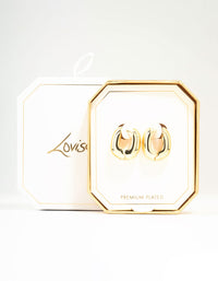Gold Plated Medium Chubby Oval Hoop Earrings - link has visual effect only