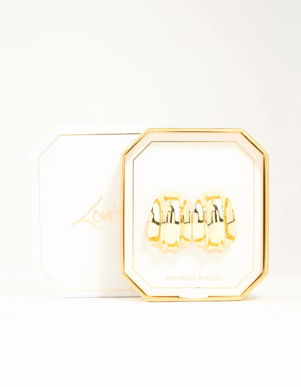 Gold Plated Chubby Wavy Hoop Earrings