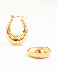 Waterproof Gold Plated Stainless Steel Oval Hoop Earrings - link has visual effect only