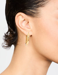 Waterproof Gold Plated Stainless Steel Large Plain Hoop Earrings - link has visual effect only
