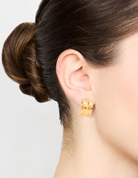 Waterproof Gold Plated Stainless Steel Double Chubby Hoop Earrings - link has visual effect only