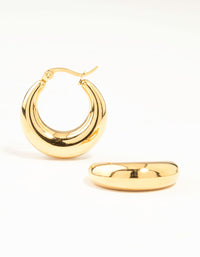 Waterproof Gold Plated Stainless Steel Large Hinged Chunky Hoop Earrings - link has visual effect only