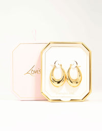 Waterproof Gold Plated Stainless Steel Long Graduating Oval Hoop Earrings - link has visual effect only