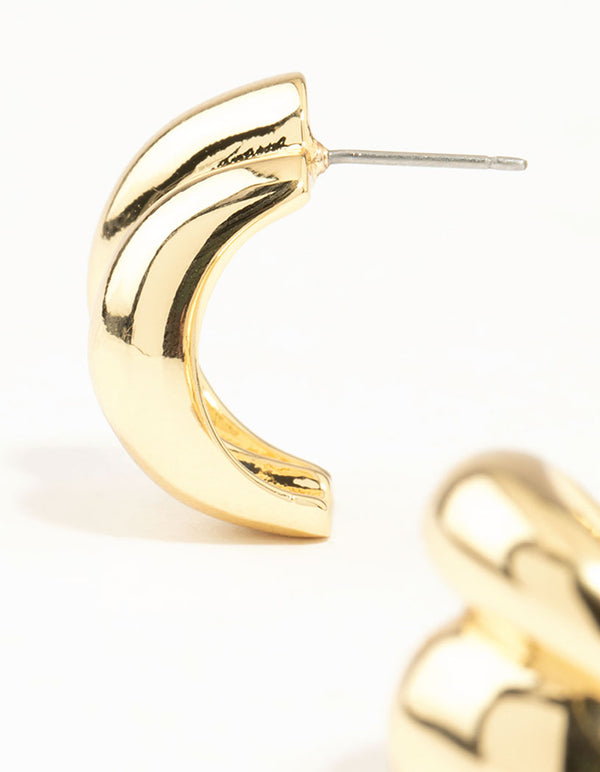 Gold Plated Double Cupchain Imitation Stud Earrings