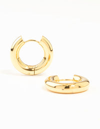 Waterproof Gold Plated Stainless Steel Small Chunky Huggie Earrings - link has visual effect only