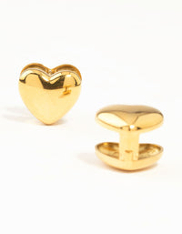 Waterproof Gold Plated Stainless Steel Sandwich Heart Huggie Earrings - link has visual effect only