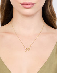 Waterproof Gold Plated Stainless Steel Plain Bow Necklace - link has visual effect only