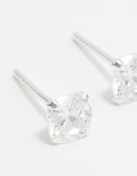 Sterling Silver Cushion Cut Diamante Stud Earrings - link has visual effect only