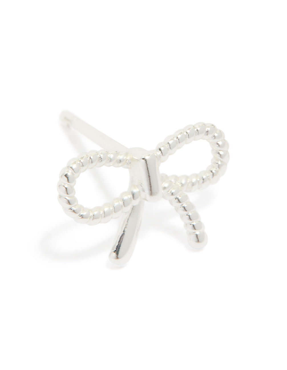 Sterling Silver Textured Bow Stud Earrings
