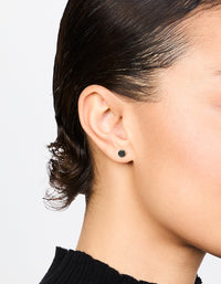 Waterproof Black Diamante Stainless Steel  Stud Earrings - link has visual effect only