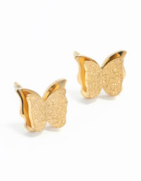 Waterproof Gold Plated Stainless Steel Butterfly Stud Earrings - link has visual effect only